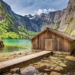 Wooden Hut on the Obersee Lake, German Alps